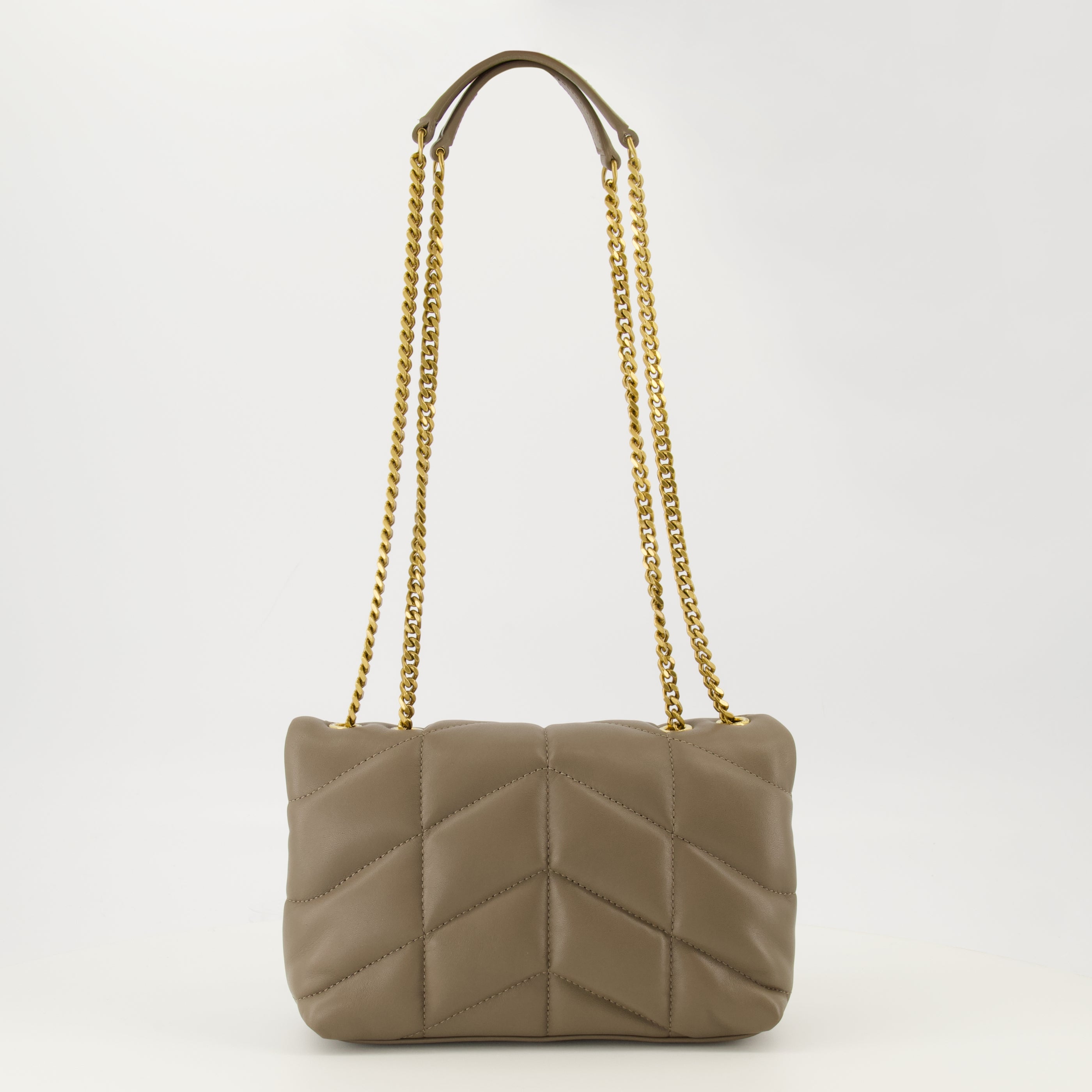 Image de l'article Sac Puffer toy en cuir beige de la marque Saint Laurent pour Femme - Saison Printemps-Été 2026 - Vue de Dos