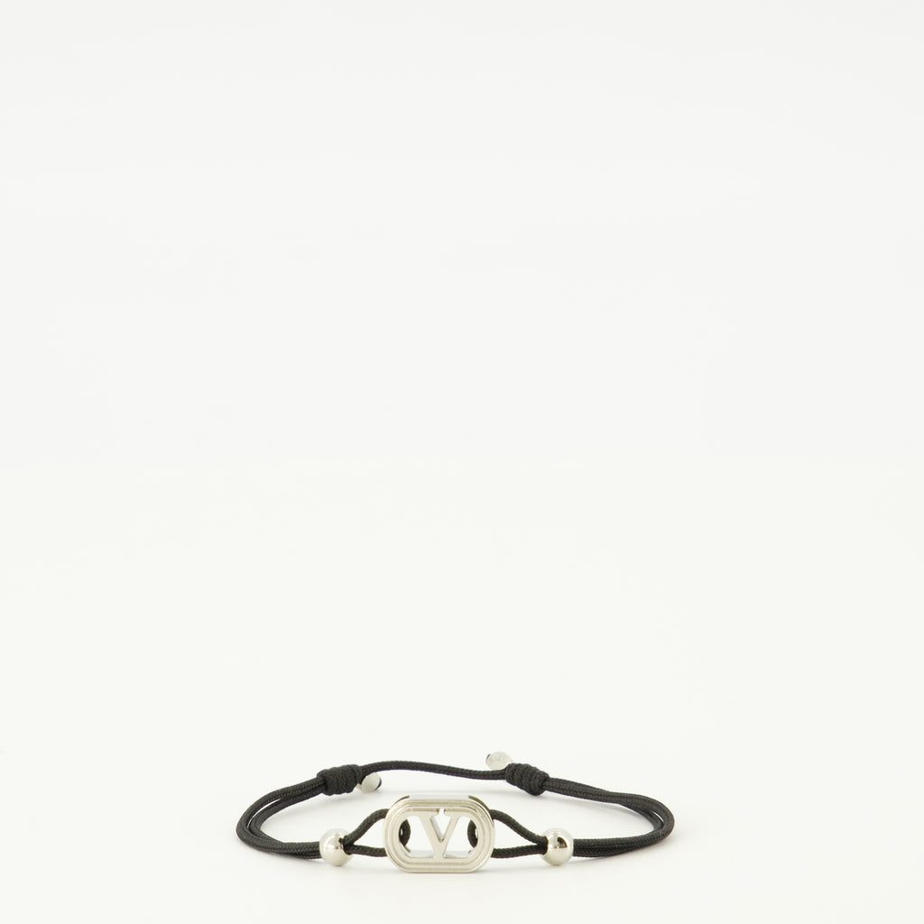 Bijoux Bracelet Ovalette à cordon noir Valentino Garavani Noir Homme