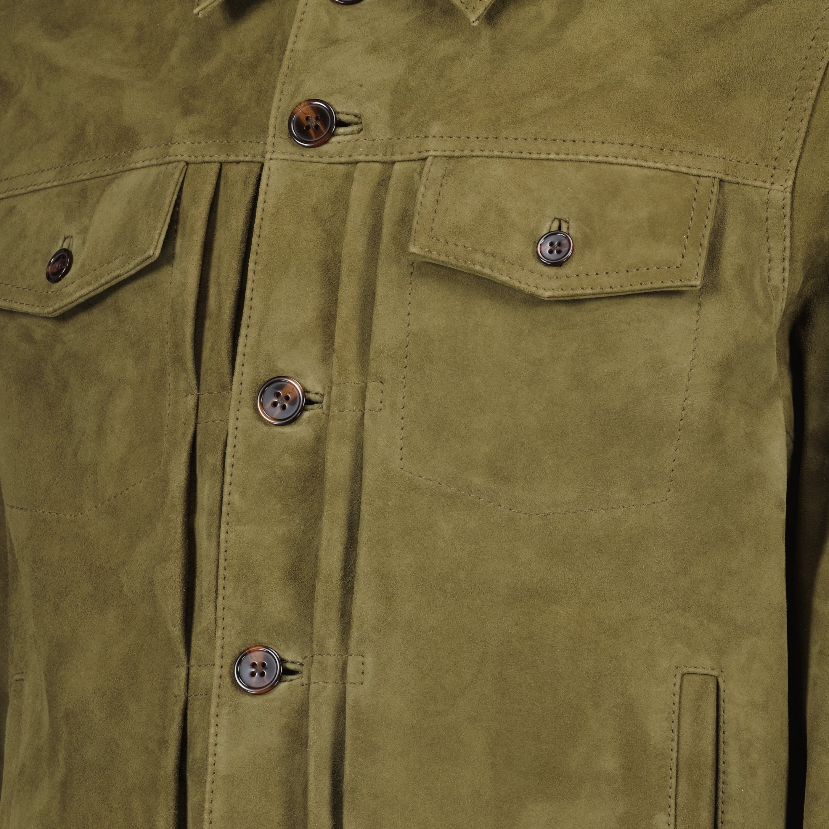 Vestes Blouson Liam kaki en daim Officine Générale Kaki Homme