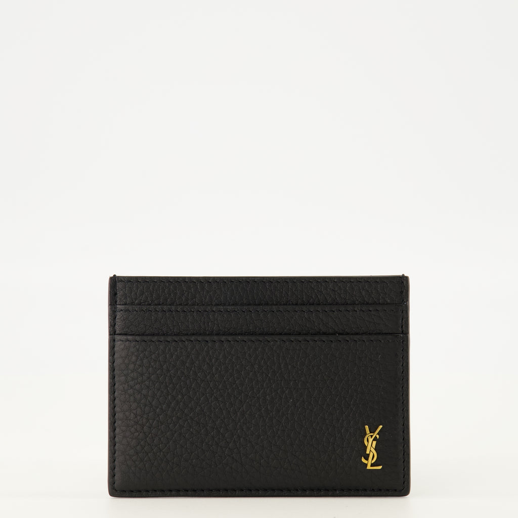 Image de l'article Portes-cartes Tiny Cassandre en cuir noir de la marque Saint Laurent pour Homme - Saison Printemps-Été 2026 - Vue de Face