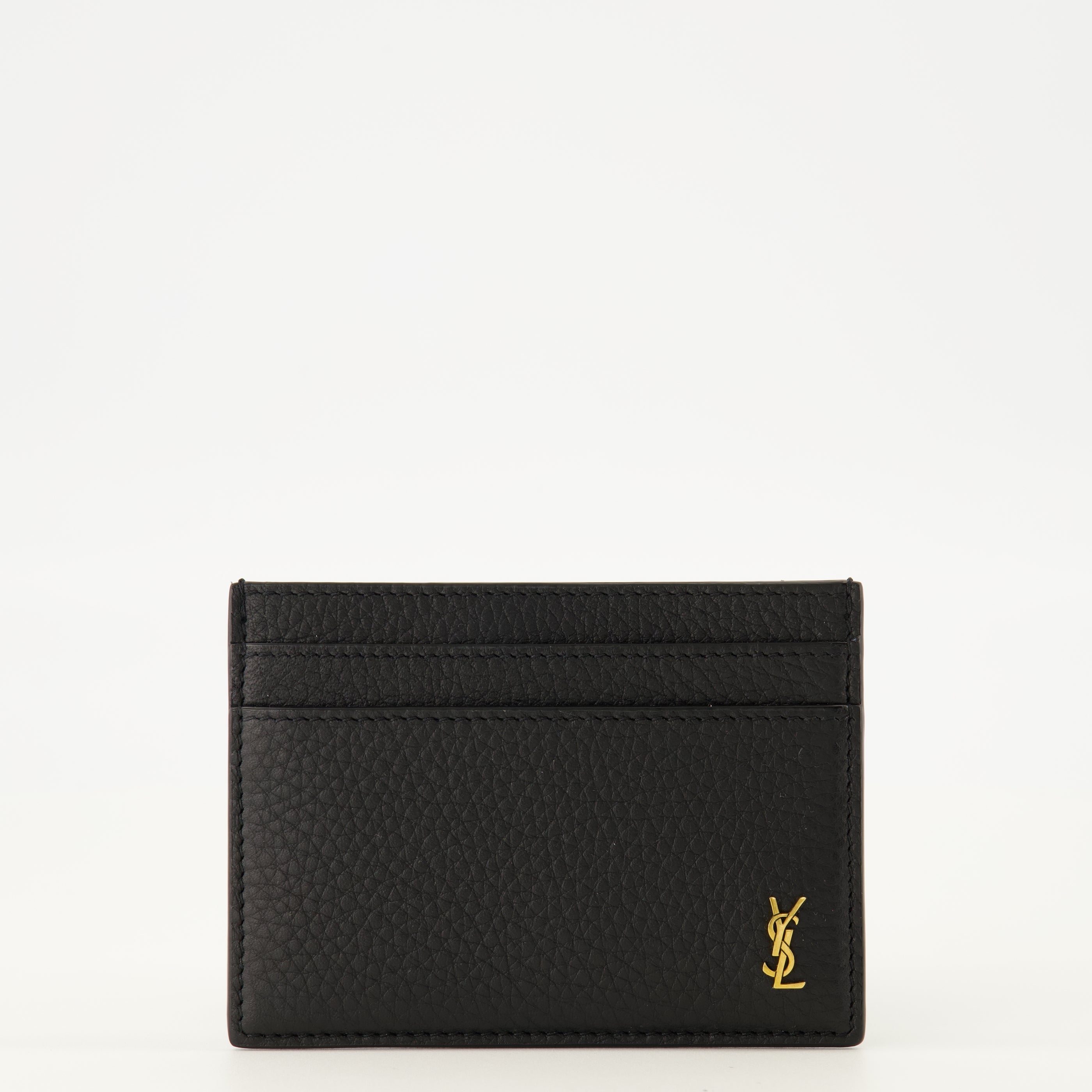 Image de l'article Portes-cartes Tiny Cassandre en cuir noir de la marque Saint Laurent pour Homme - Saison Printemps-Été 2026 - Vue de Face