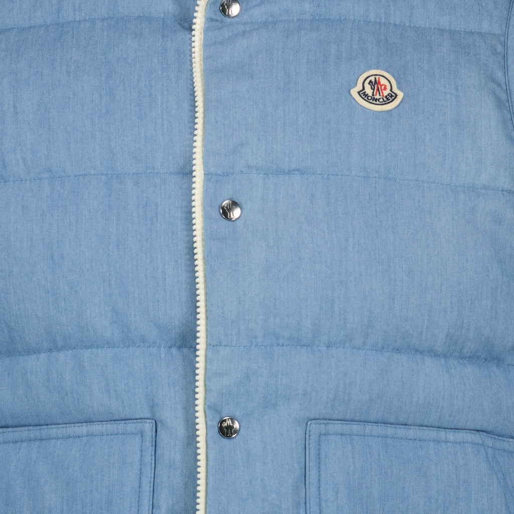 Vestes Casaco de Penas Sem Mangas Heceta em Denim Moncler Bleu Homme