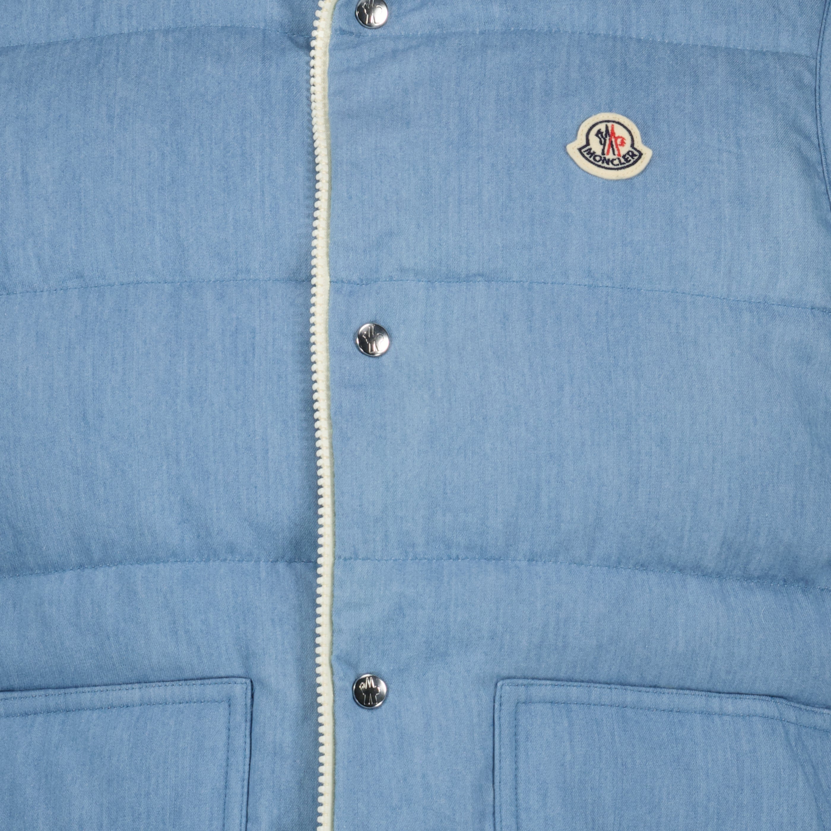 Vestes Casaco de Penas Sem Mangas Heceta em Denim Moncler Bleu Homme