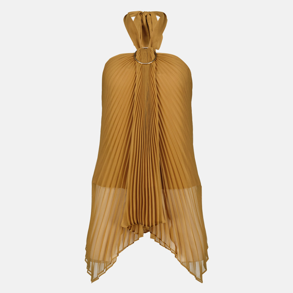 Image of the brown pleated top by Max Mara for Women - Spring-Summer 2026 - Front View