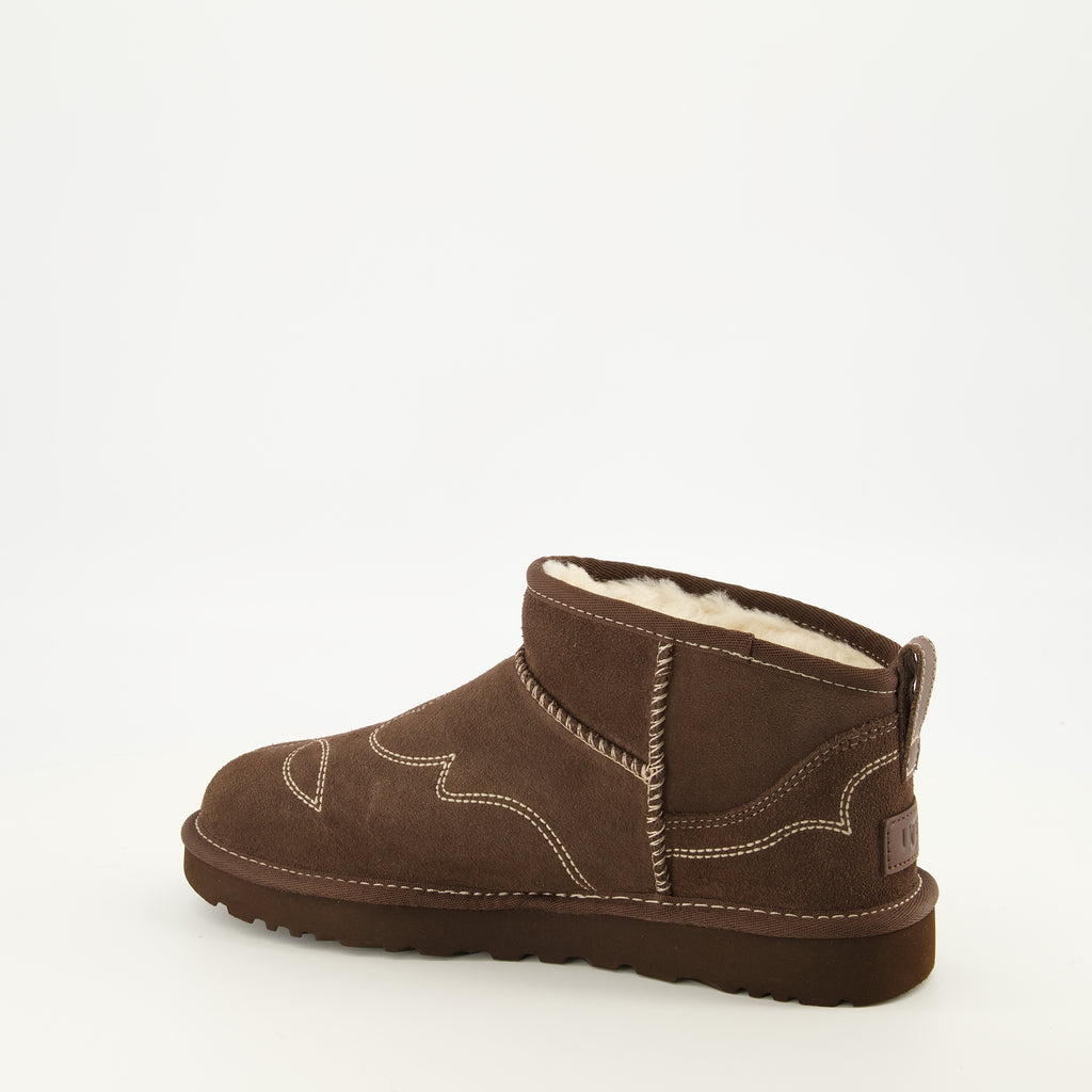 Bottines クラシックウルトラミニウエスタンブラウンブーツ Ugg Marron Femme