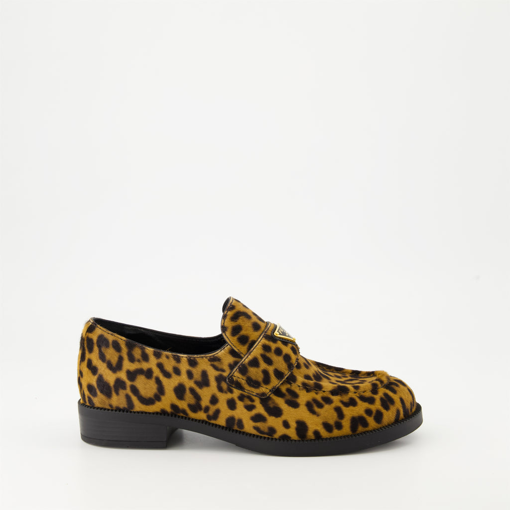 Mocassins Mocassins en velours léopard Prada Marron Femme