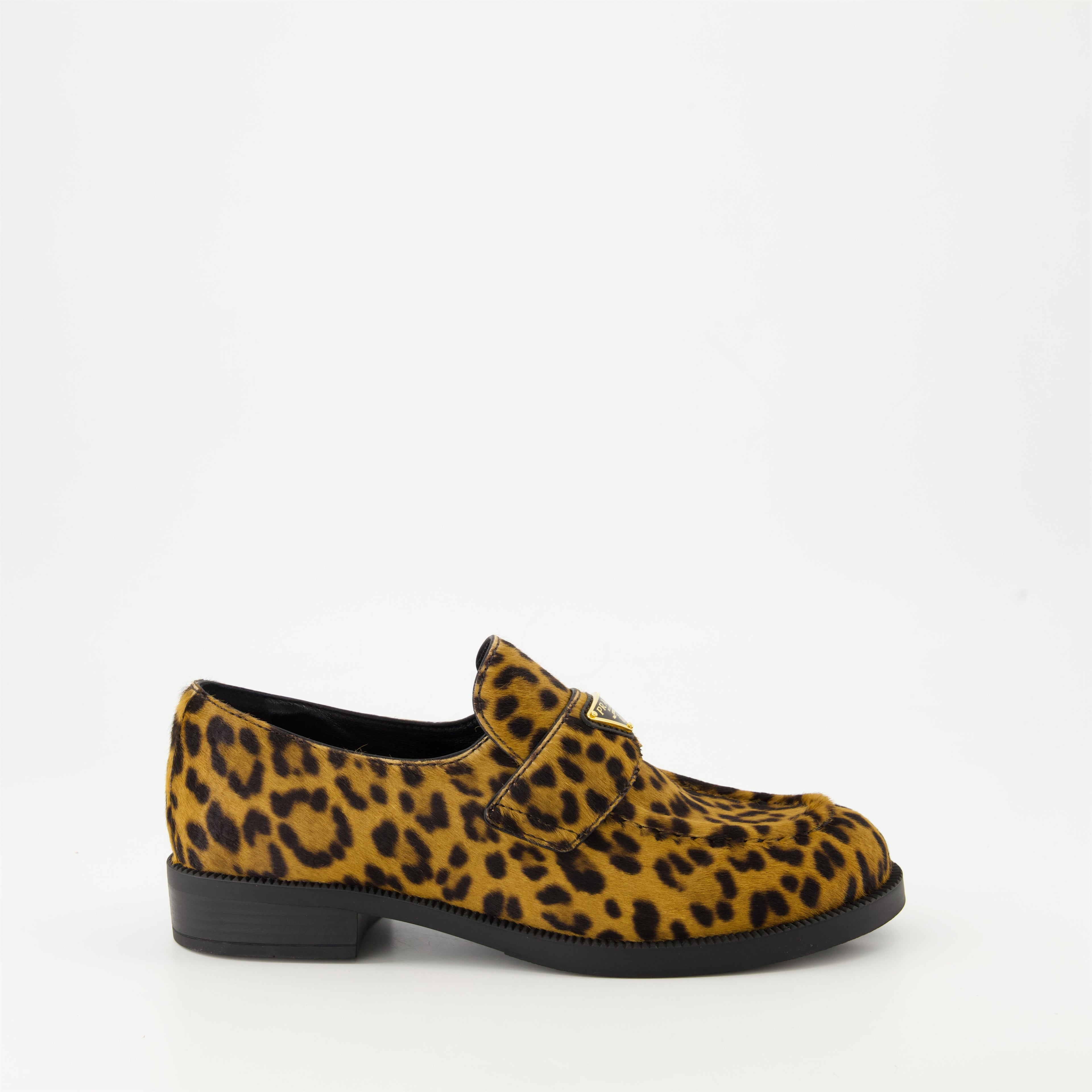 Mocassins Mocassins en velours léopard Prada Marron Femme