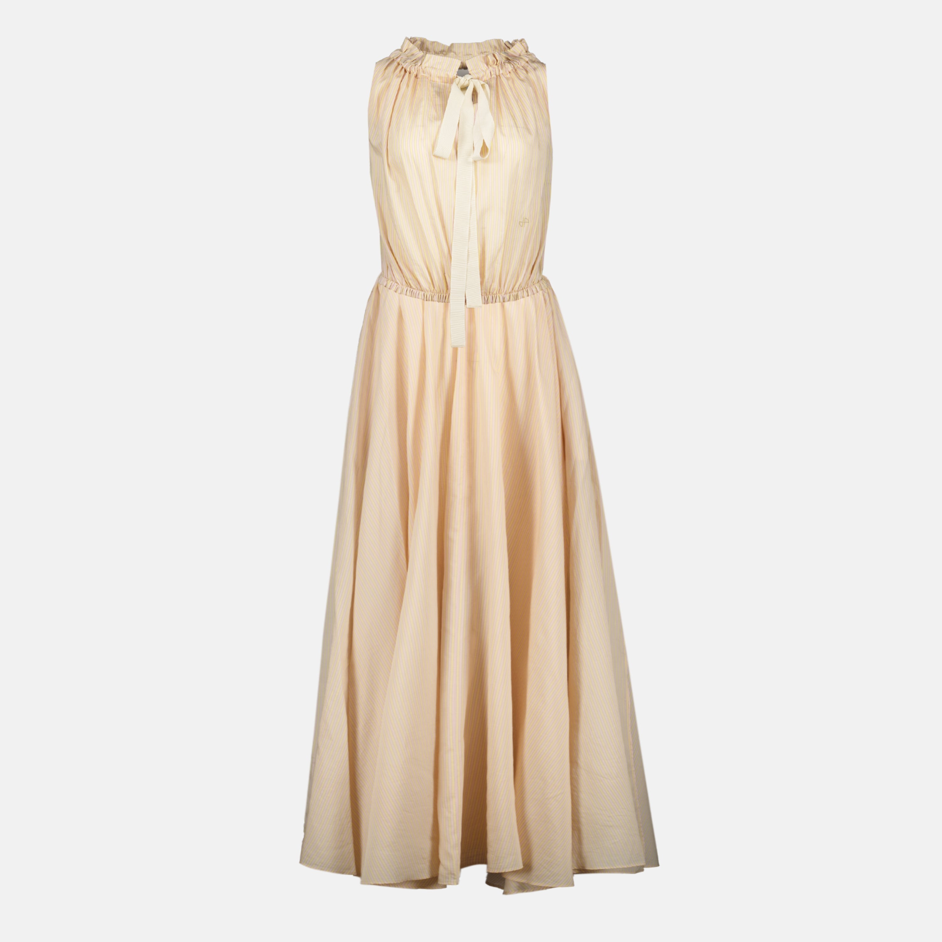 Robes Abito Maxy in Seta Striata Beige Patou Rose Femme