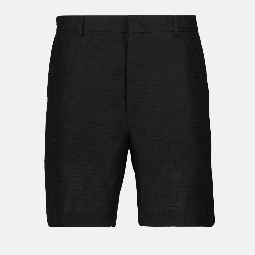 Shorts Short en lin FF Fendi Noir Homme