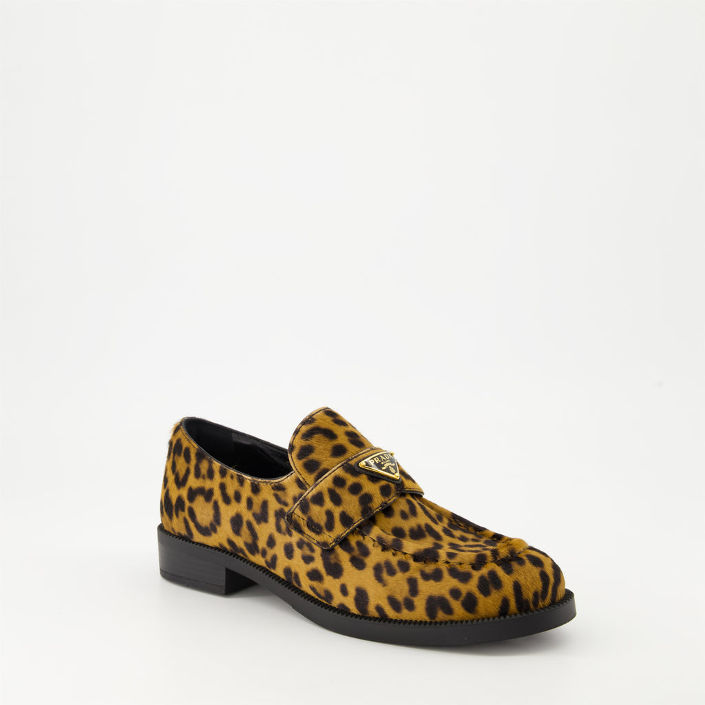 Mocassins Mocassins en velours léopard Prada Marron Femme