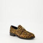 Mocassins Mocassins en velours léopard Prada Marron Femme