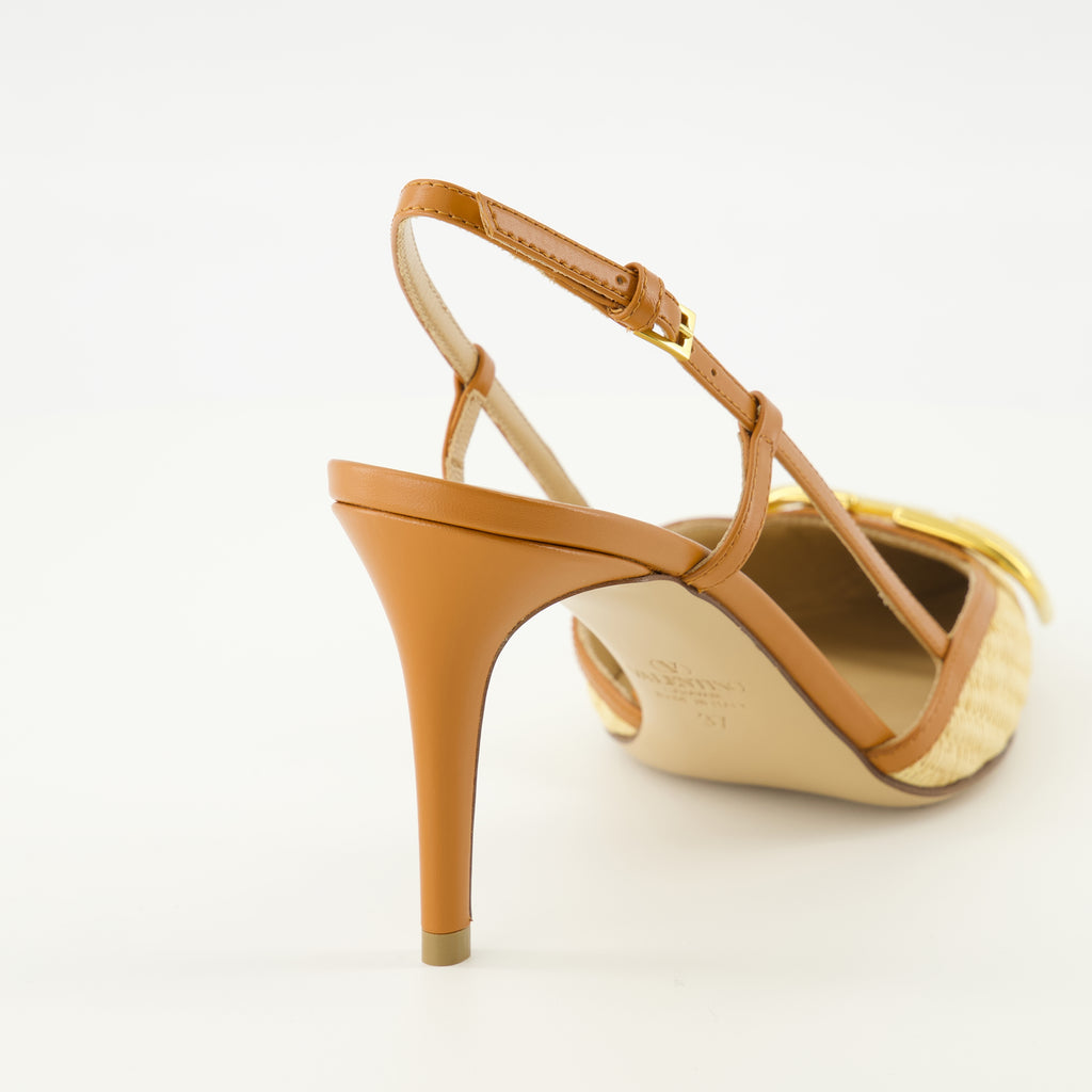 Image de l'article Escarpins VLogo en raphia beige de la marque Valentino Garavani pour Femme - Saison Printemps-Été 2026 - Vue arrière