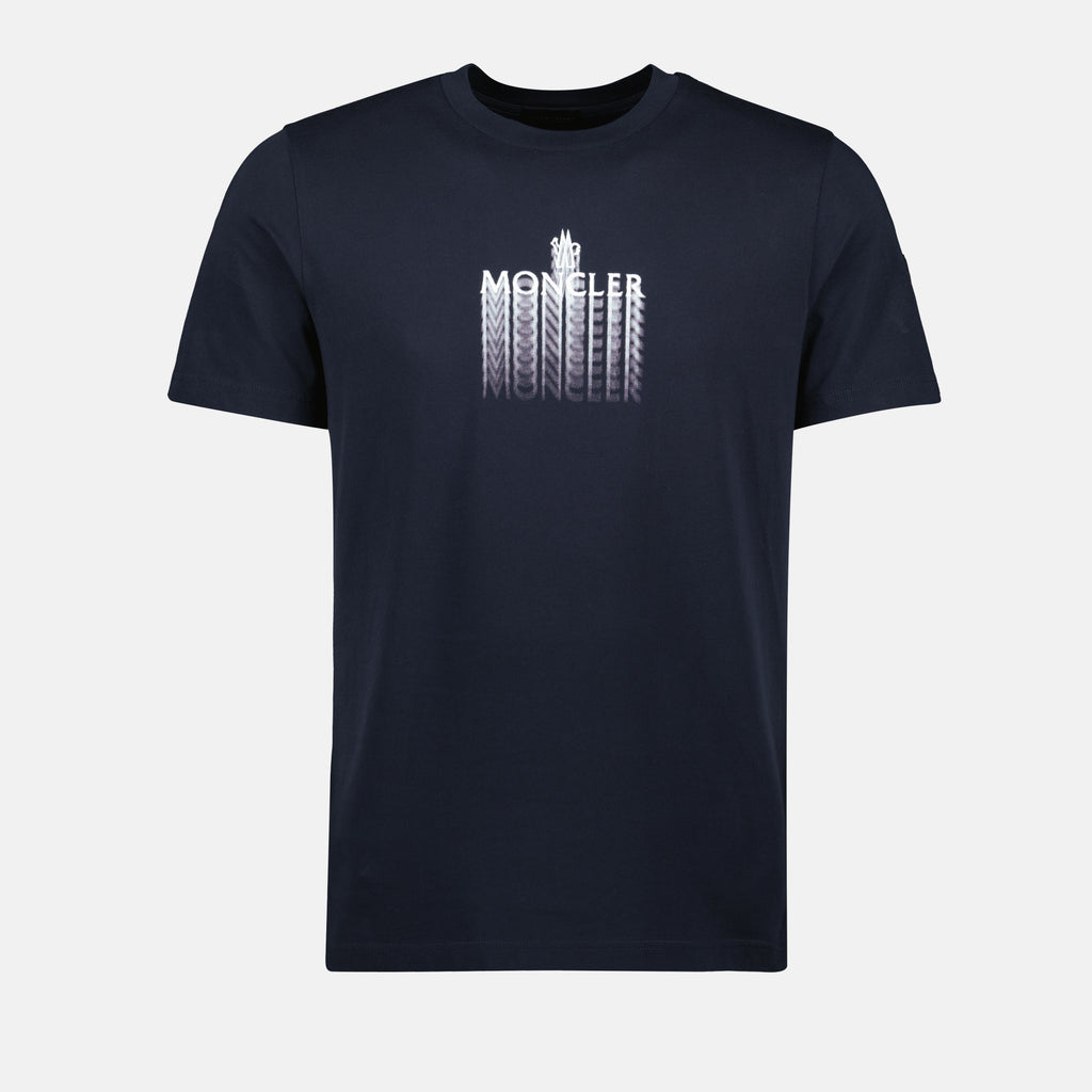 T-Shirts Verblasstes Logo T-Shirt Moncler Dunkelblau Homme
