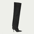 Imagen de las botas altas D-Venus de denim de la marca Diesel para Mujer - Temporada Otoño-Invierno 2025 - Vista lateral derecha