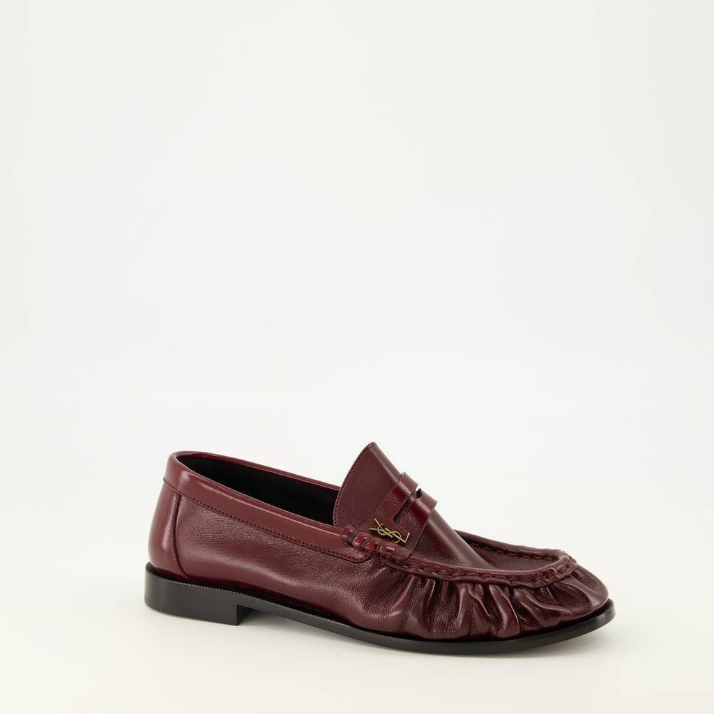 Mocassins Bordeaux Leder Loafer Mokassins Saint Laurent Bordeaux Femme
