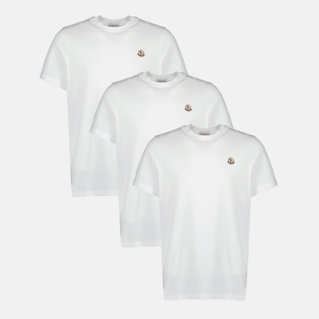Image de l'article Lot de trois t-shirts blanc de la marque Moncler pour Homme - Saison Printemps-Été 2026 - Vue de Face