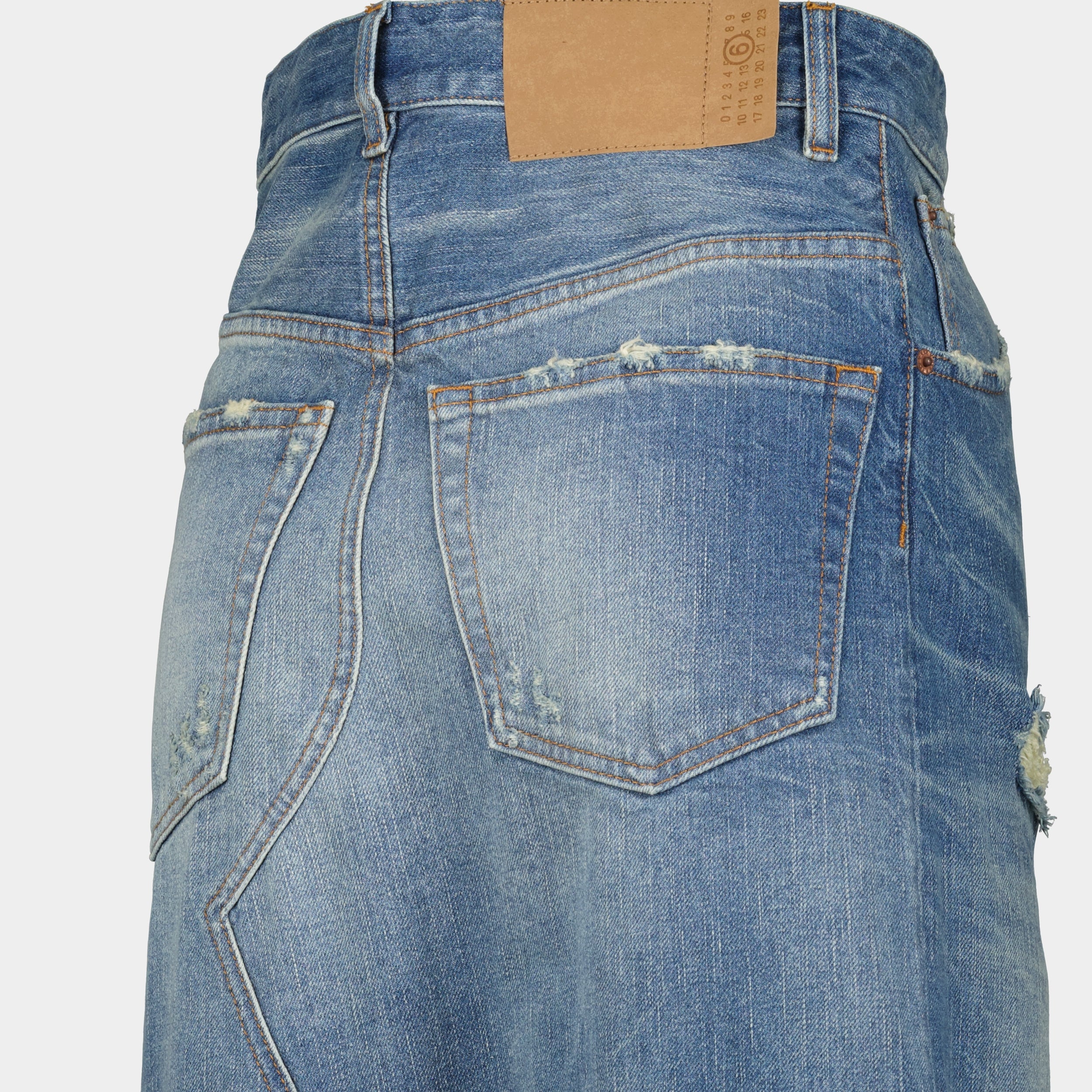 Jupes Jupe longue usé Mm6 Bleu Femme