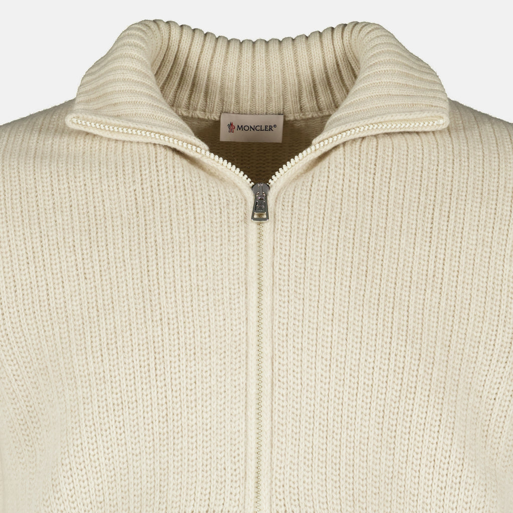 Maille Cardigan en laine beige Moncler Beige Homme