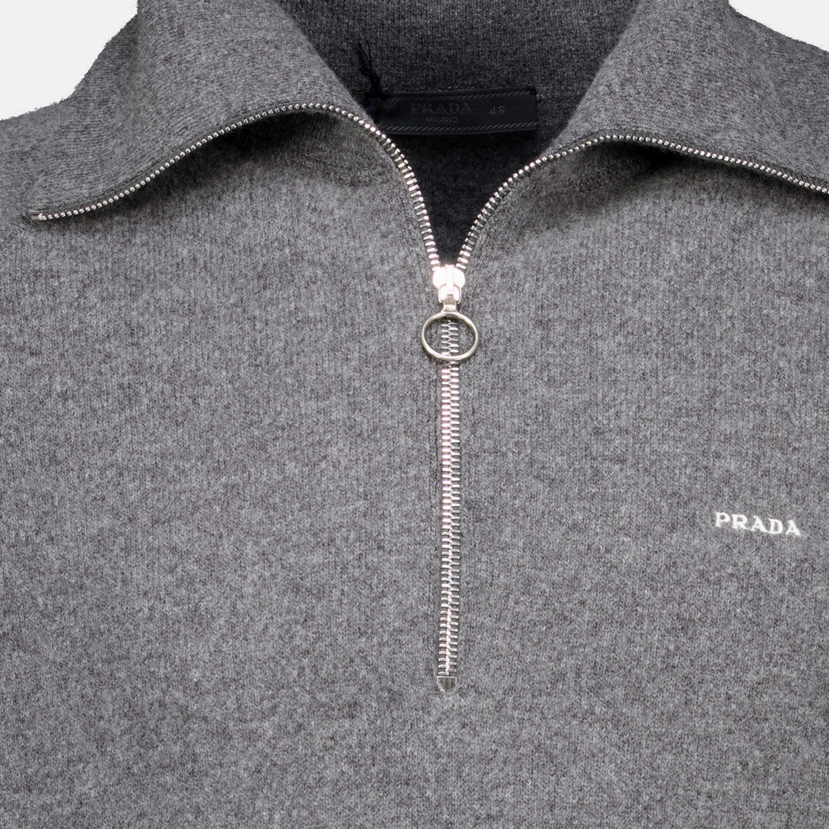 Maille Gray Wool and Cashmere Polo Prada Gris Homme