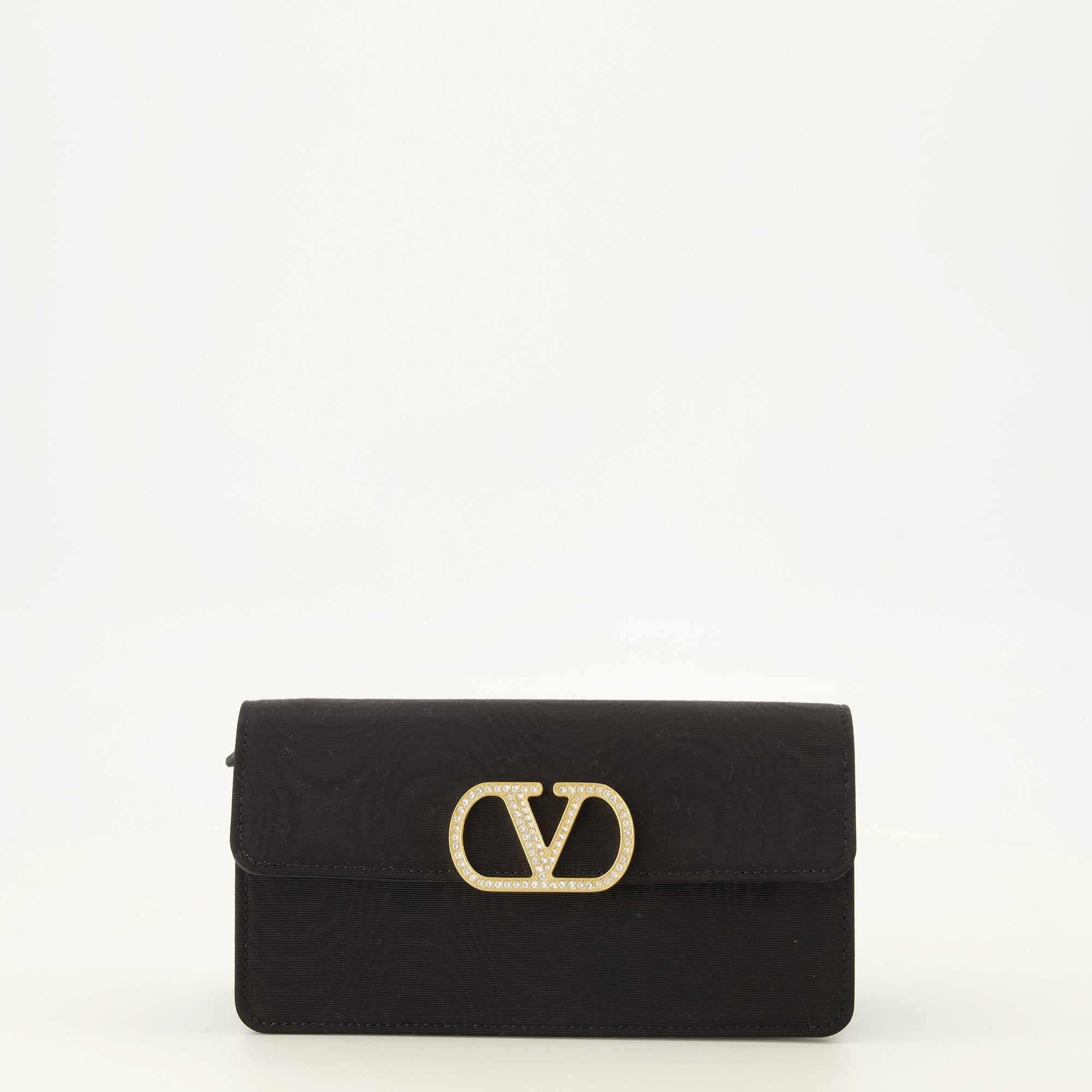 Petite maroquinerie VLogo Kettenbörse aus schwarzem Stoff Valentino Garavani Noir Femme