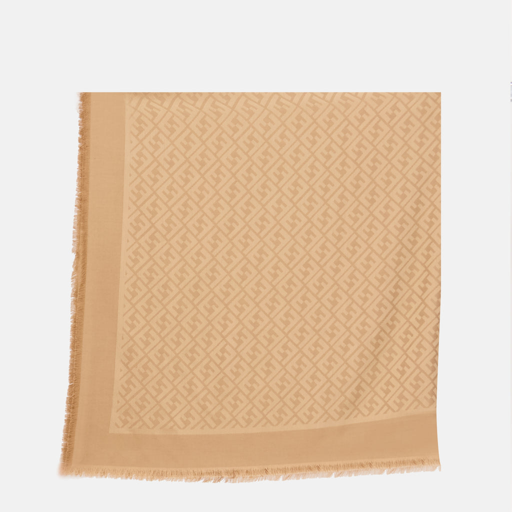 Imagem do xale FF em seda e lã da marca Fendi para Mulheres - Temporada Outono-Inverno 2025 - Vista Detalhada_2