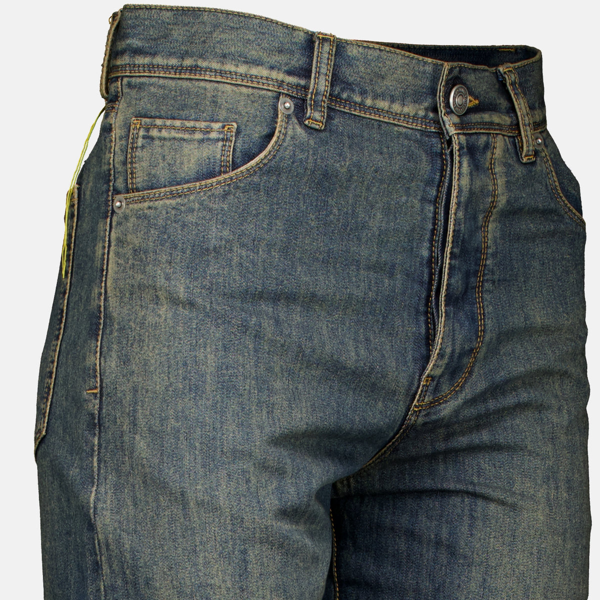 Pantalons Jean Straight com Costura Amarela em Contraste Fendi Bleu Femme