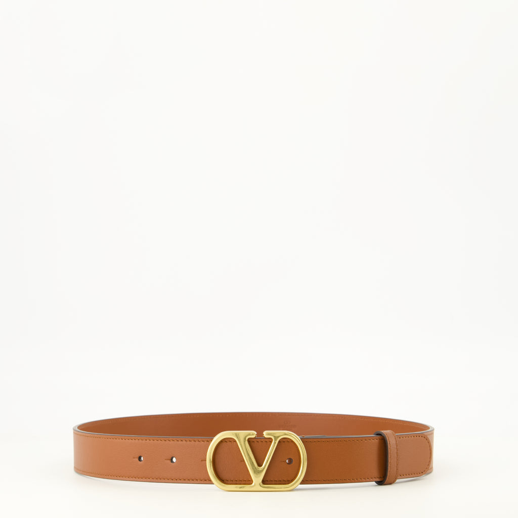 Ceintures VLogo Brown Leather Belt Valentino Garavani Marron Femme