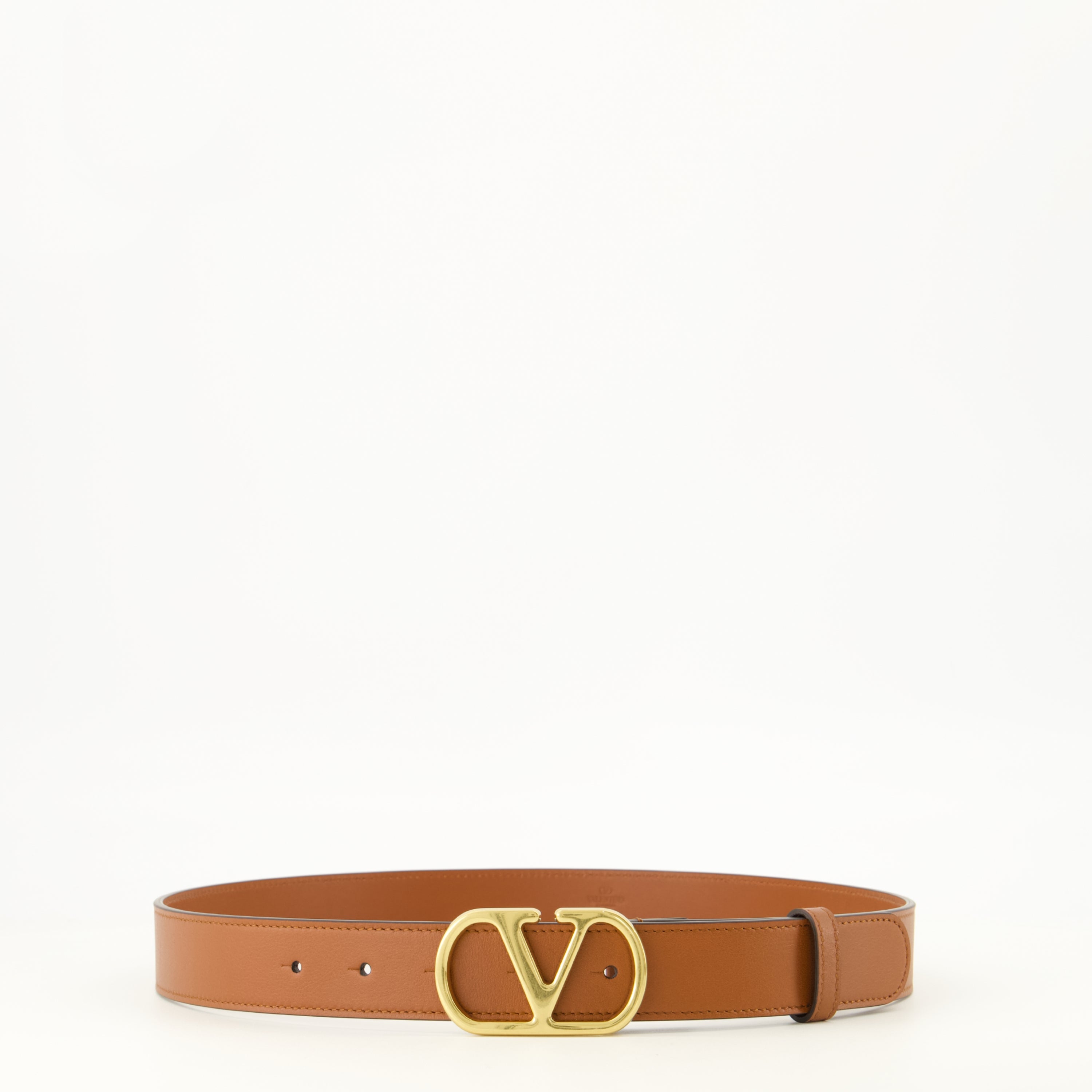 Ceintures VLogo Brown Leather Belt Valentino Garavani Marron Femme