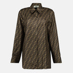 Chemises Chemise en soie FF marron Fendi Marron Femme