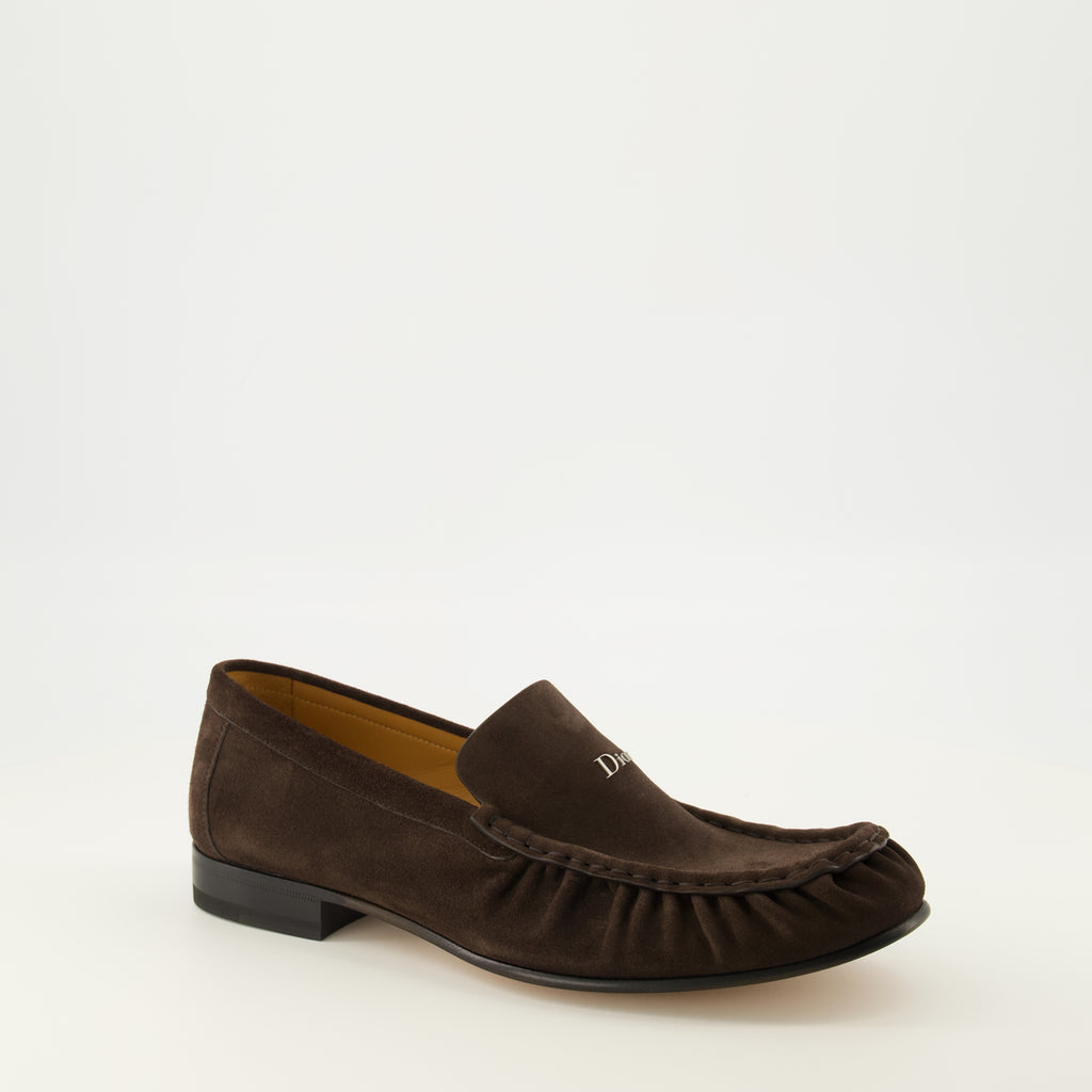 Mocassins Mocassini Maurice in Suede Marrone Scuro Dior Marron Homme