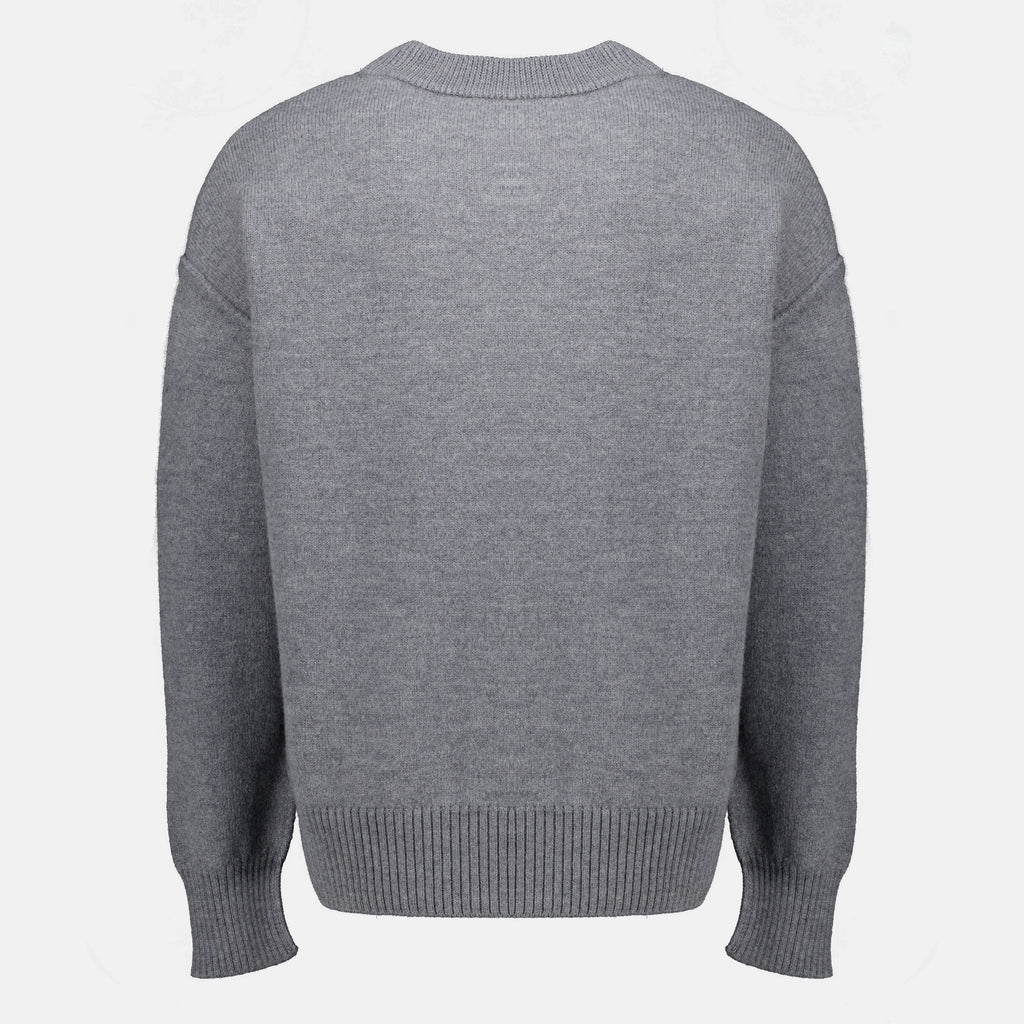 Maille Gray AMI Heart Cardigan in Wool Ami PARIS Gris Unisexe