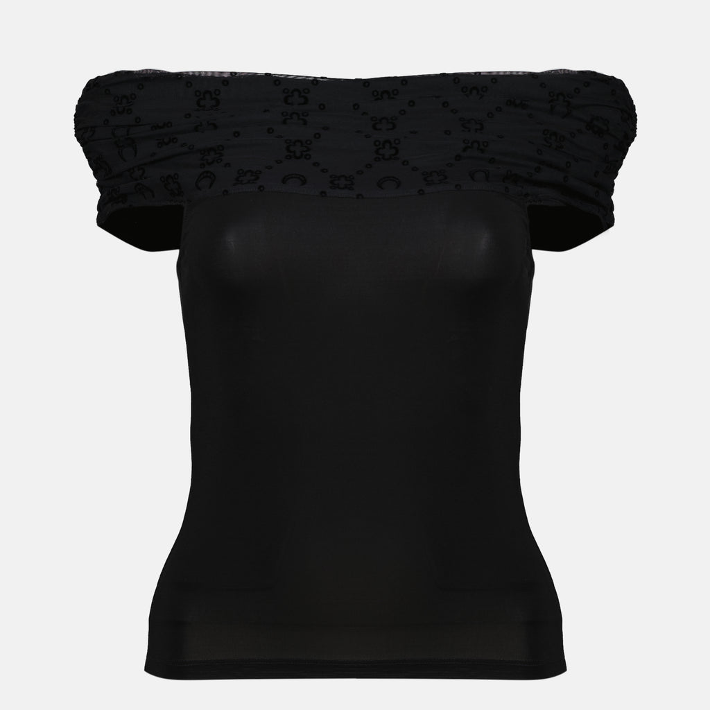 Tops Schwarzes drapiertes Top Marine Serre Noir Femme