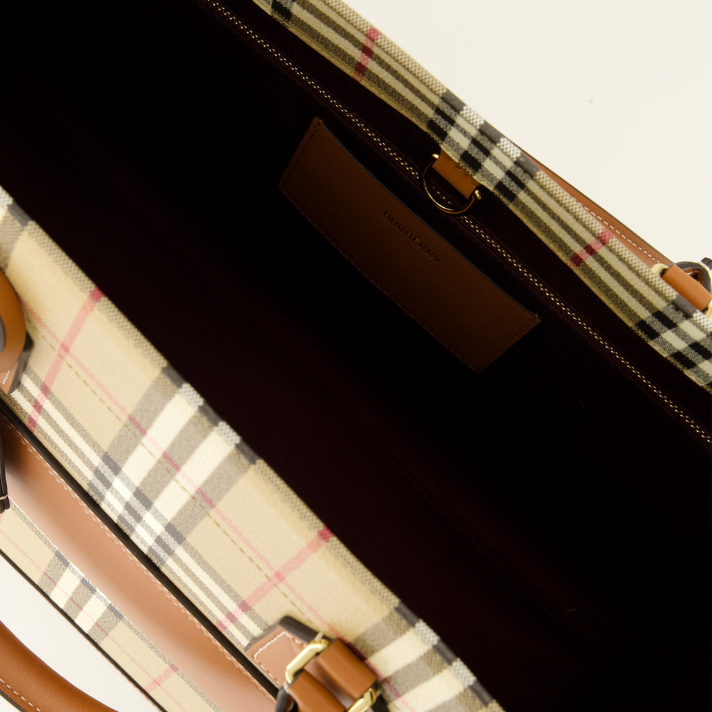 Sacs cabas Freya Check Tote Bag Burberry Beige Femme