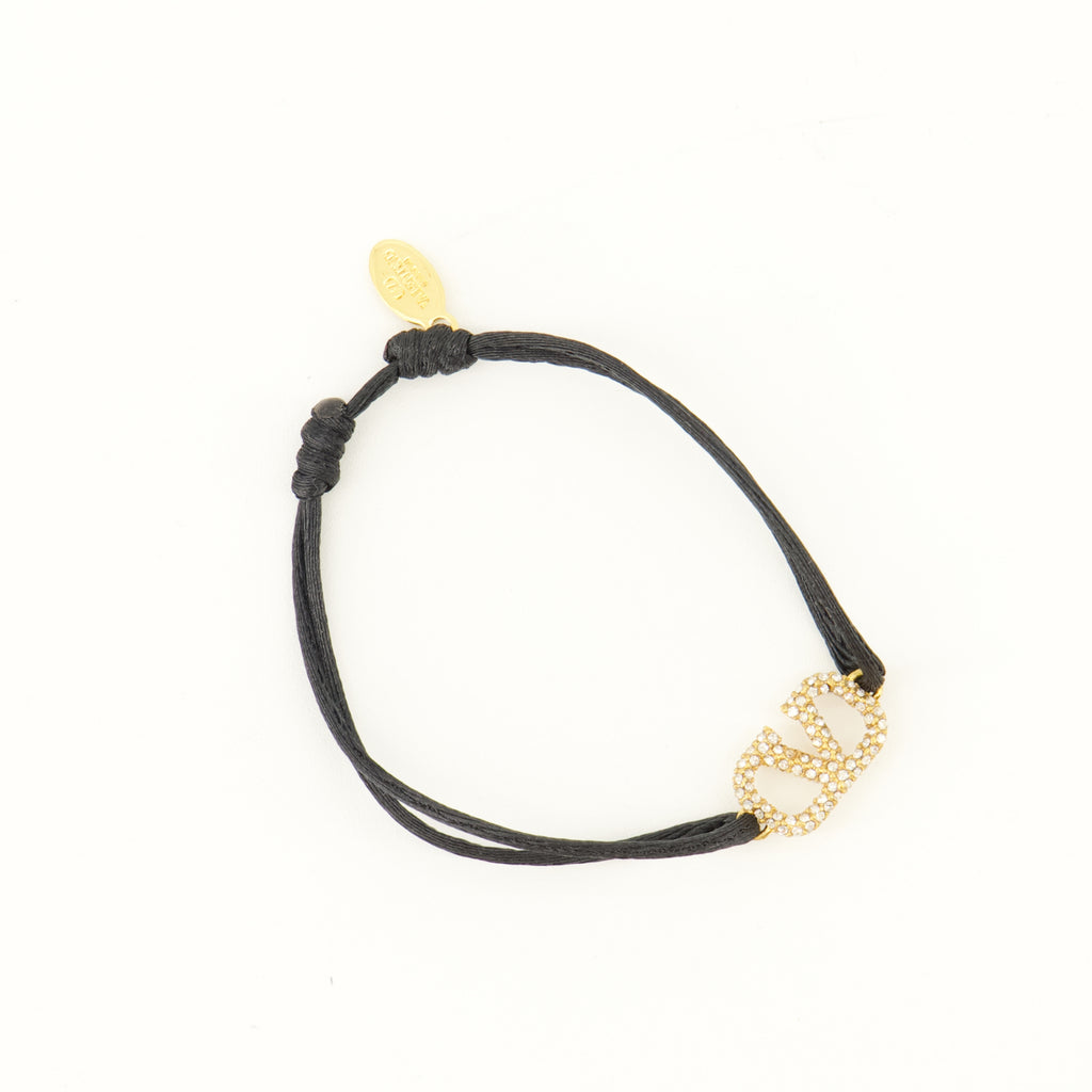Bijoux VLogo-Armband aus Baumwolle und Swarovski®-Kristallen Valentino Garavani Noir Femme