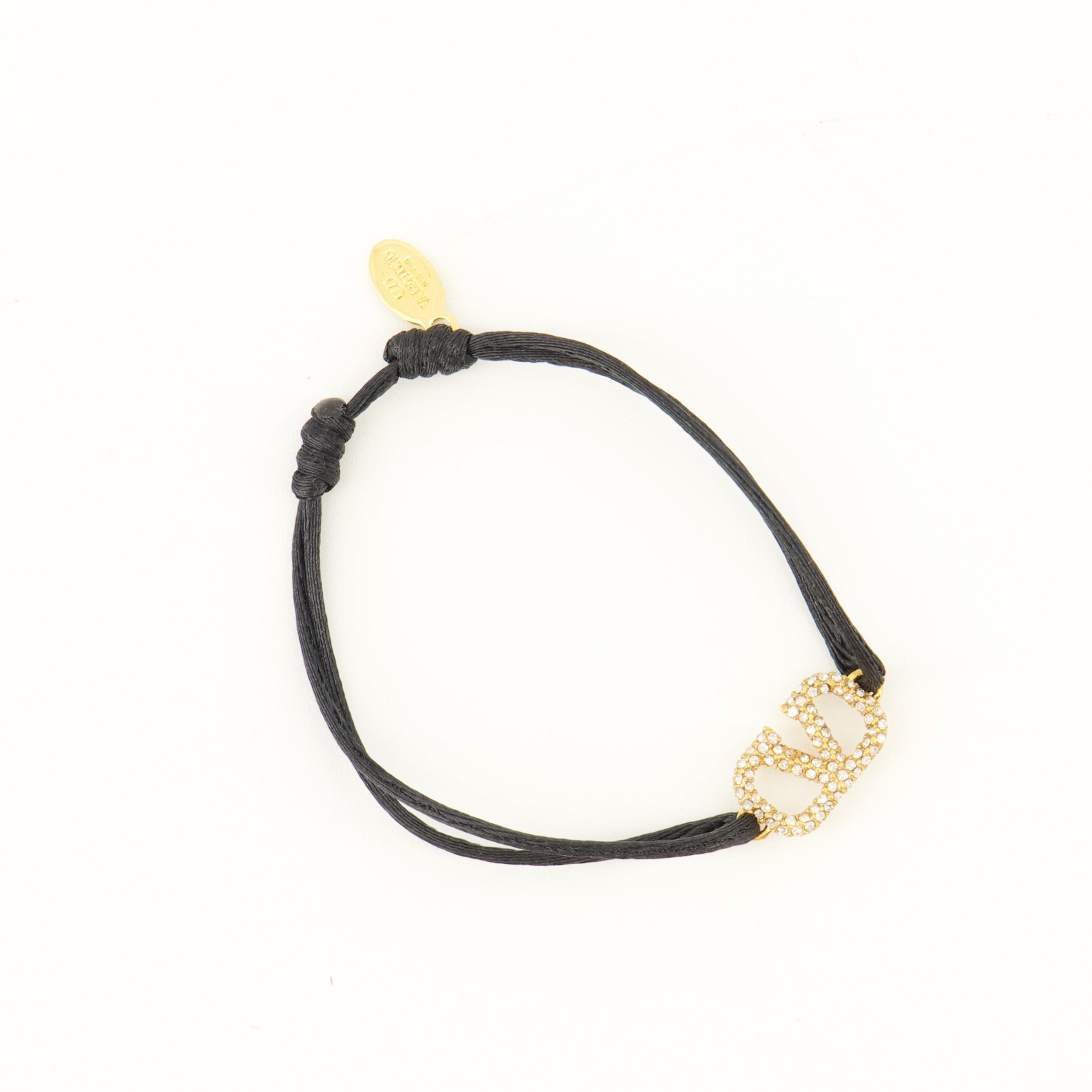 Bijoux Bracelet VLogo en coton et cristaux Swarovski® Valentino Garavani Noir Femme