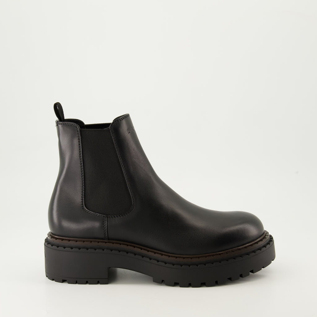 Boots and ankle boots Leather Ankle Boots Prada Black Homme