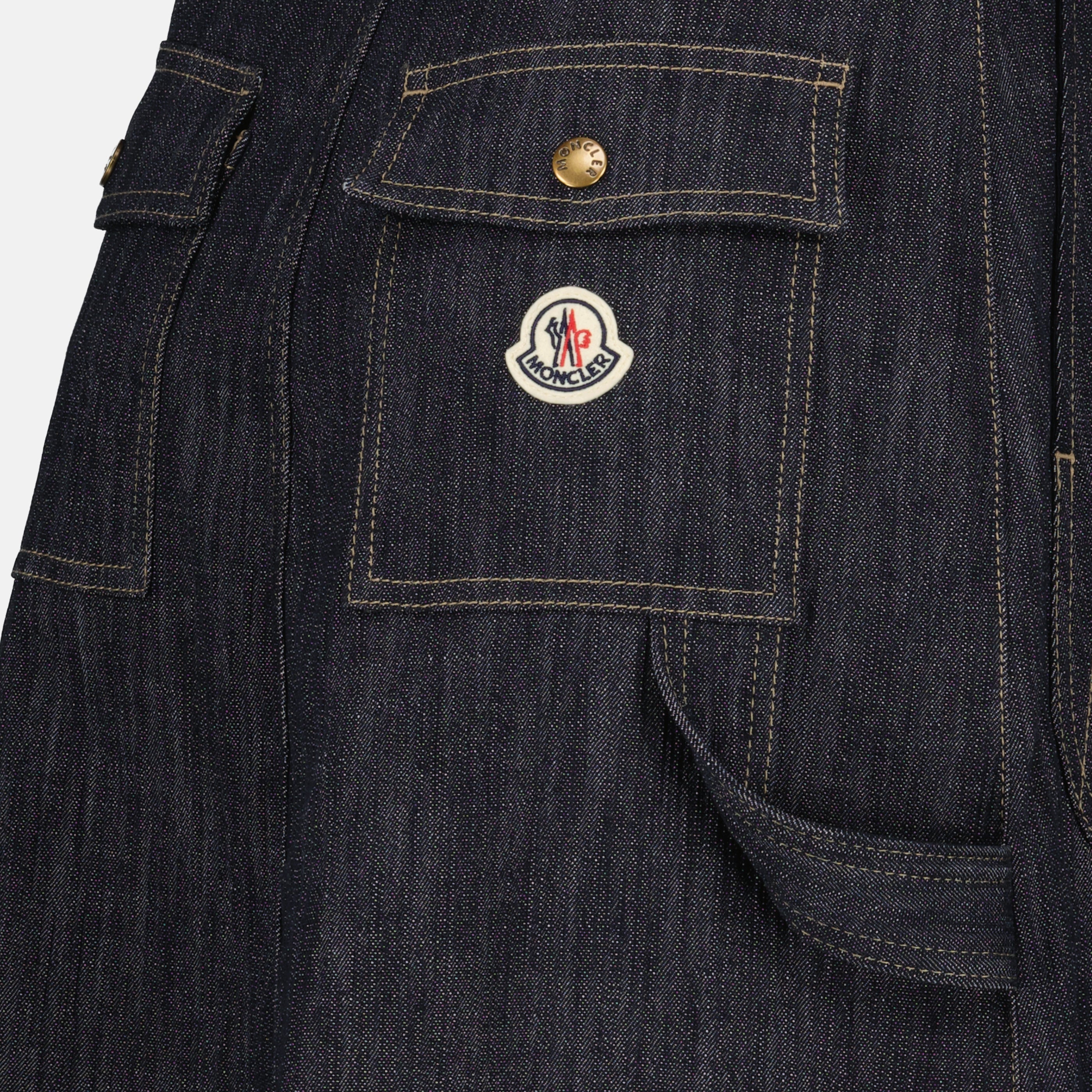 Jupes Jupe midi en denim bleu Moncler Bleu foncé Femme