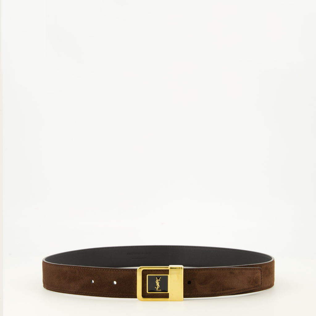 Ceintures Ceinture 66 en suède marron Saint Laurent Marron Femme