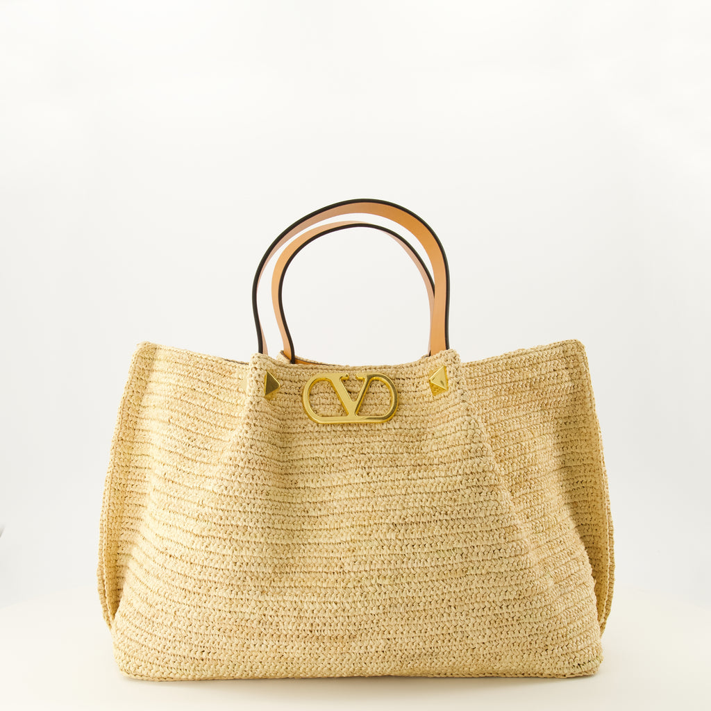 Sacs cabas Tote de Verano Mediano de Paja Valentino Garavani Beige Femme