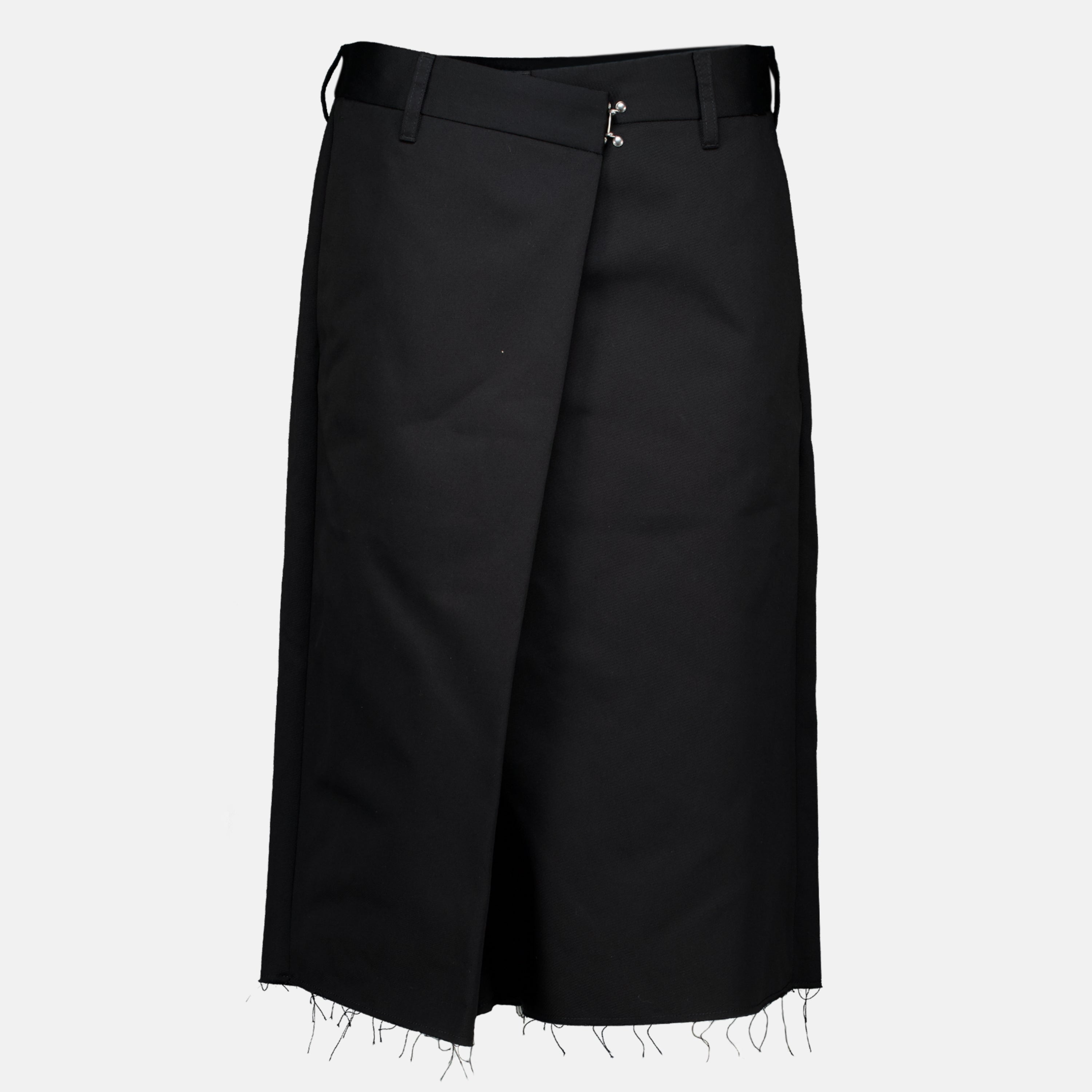 Shorts Calções Envolventes de Algodão Pretos Maison Margiela Noir Femme