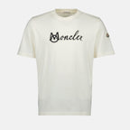 T-shirts T-shirt à logo brodé Moncler Blanc Homme