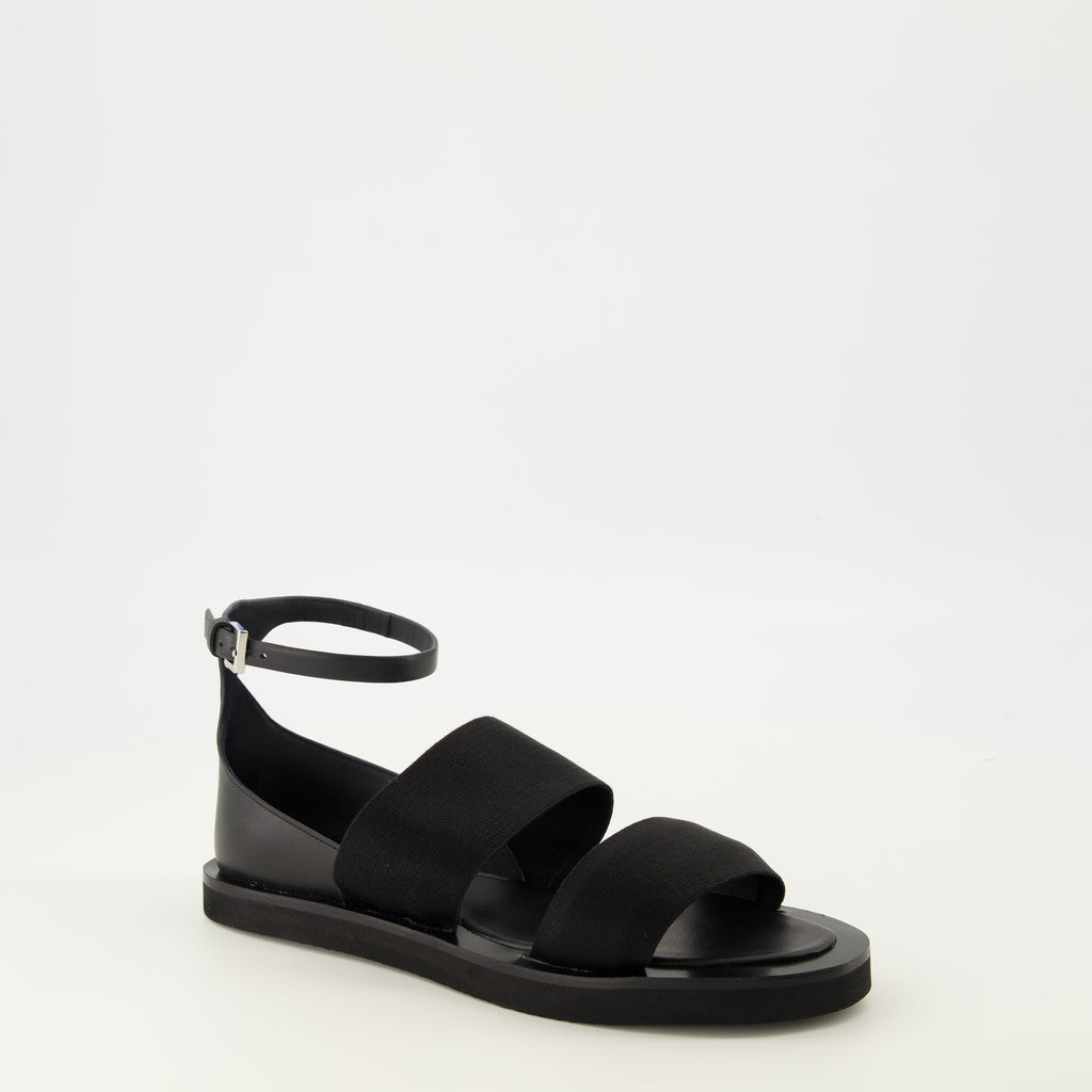 Imagen del artículo Sandalias de cuero negro de la marca Max Mara para Mujer - Temporada Primavera-Verano 2026 - Vista tres cuartos frontal derecha
