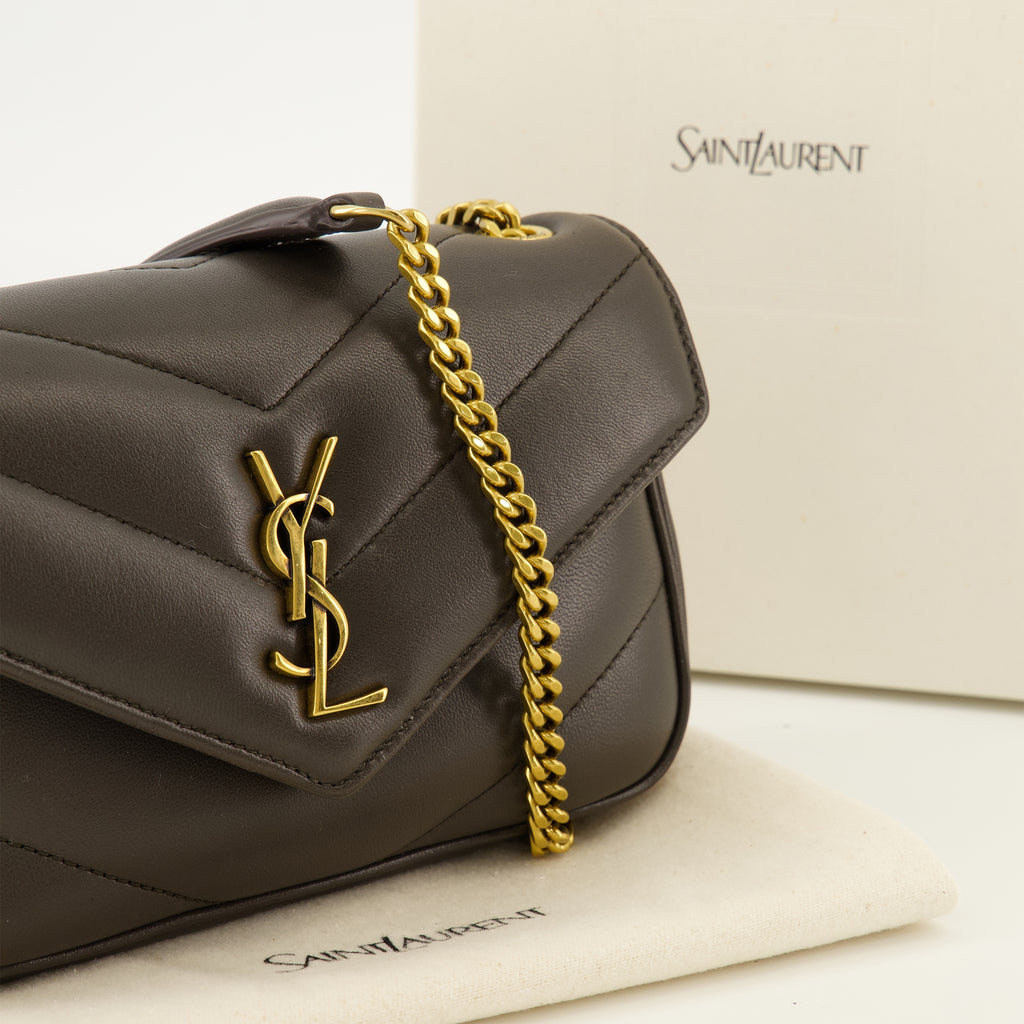 Sacs bandoulière Mala Mini Loulou de Couro Castanho Saint Laurent Marron Femme