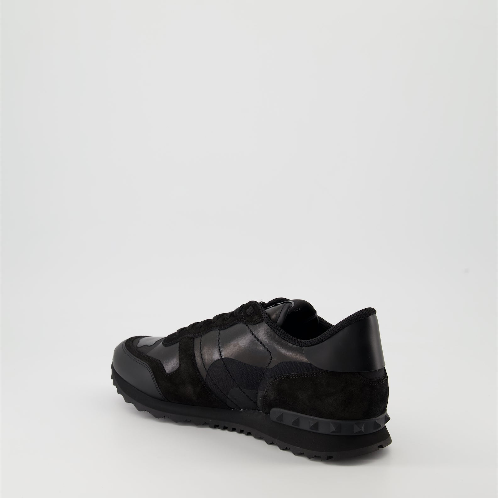 Baskets Black Camouflage Rockrunner Sneakers in Fabric and Nappa Valentino Garavani Noir Homme