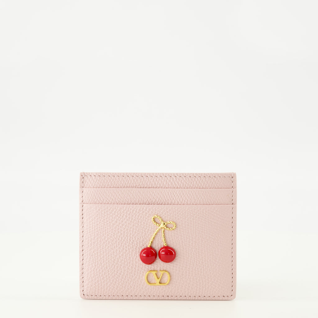 Image of the Cherryfic pink cardholder by Valentino Garavani for Women - Spring-Summer 2026 - Front View
