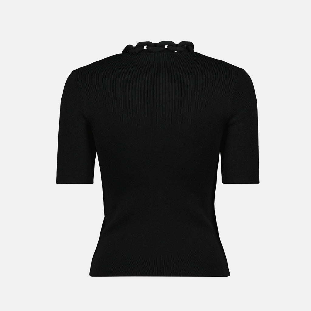 T-shirt Maglione in Lana con Catena a Maglie Rabanne Nero Femme