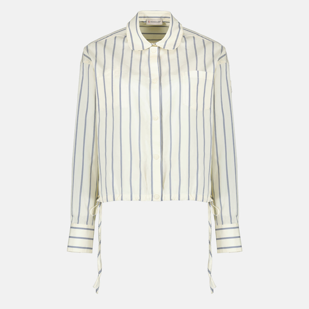 Chemises Camisa de Algodón y Seda a Rayas Moncler Blanc Femme