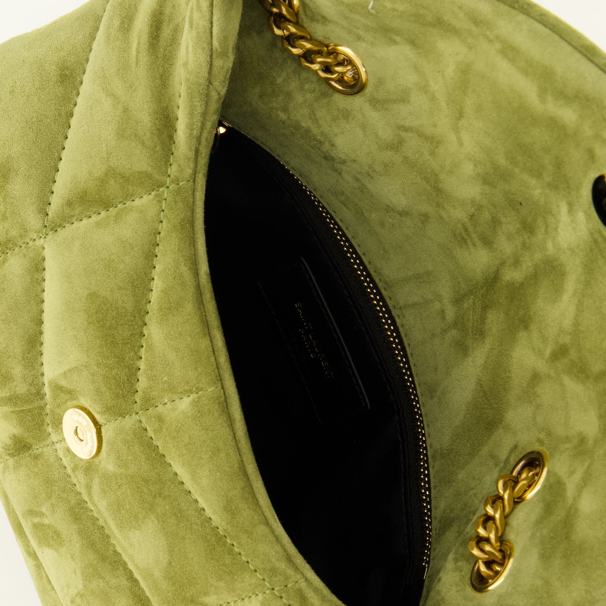 Sacs à main et épaule Borsa Puffer Giocattolo in Suede Verde Saint Laurent Vert Femme