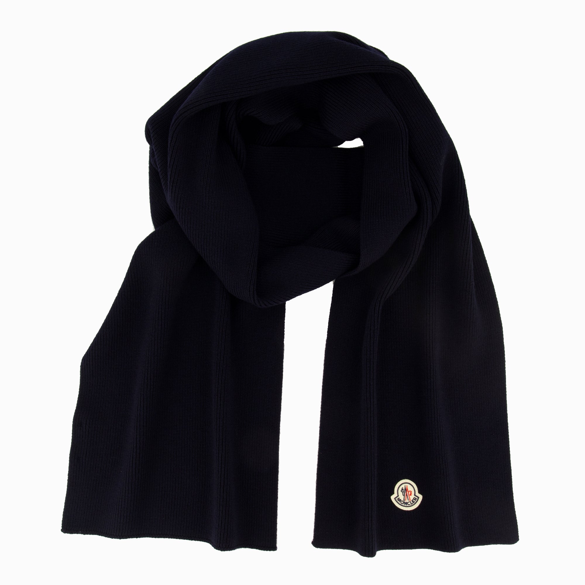 Bild des Moncler Herren Schals aus Marineblauer Wolle - Herbst-Winter Saison 2025 - Rückansicht