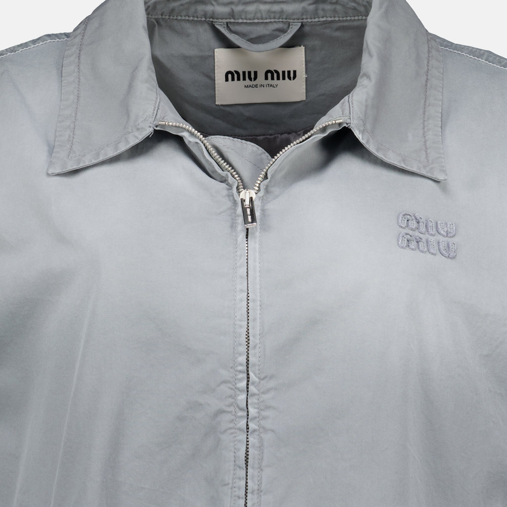 Vestes Blouson en sergé vieilli gris Miu Miu Gris Femme
